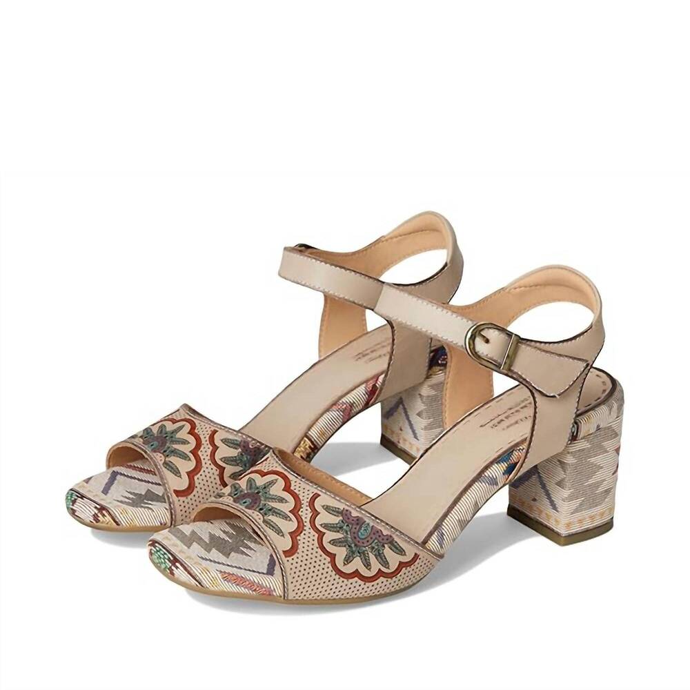 NEW SPRING FOOTWEAR women's sassyclass heeled sandal in beige multi